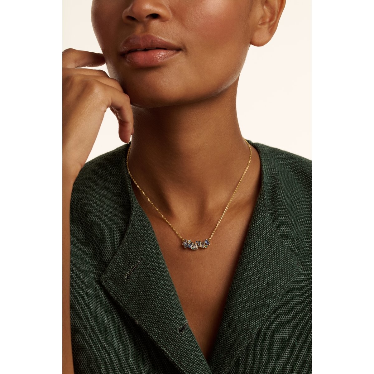 TED BAKER CLARITA: Crystal Cluster Pendant Necklace Gold Tone