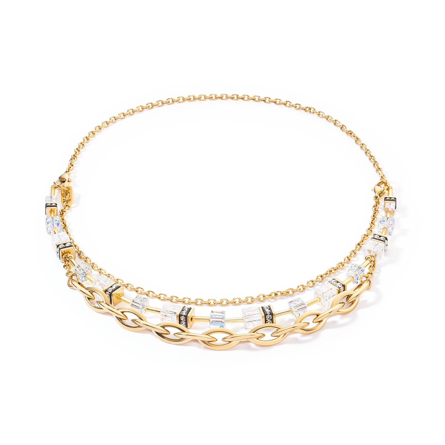 GeoCUBE®Layer necklace gold-white