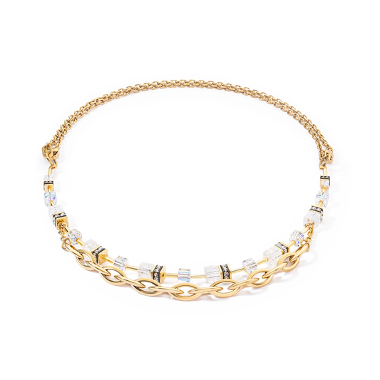 GeoCUBE®Layer necklace gold-white
