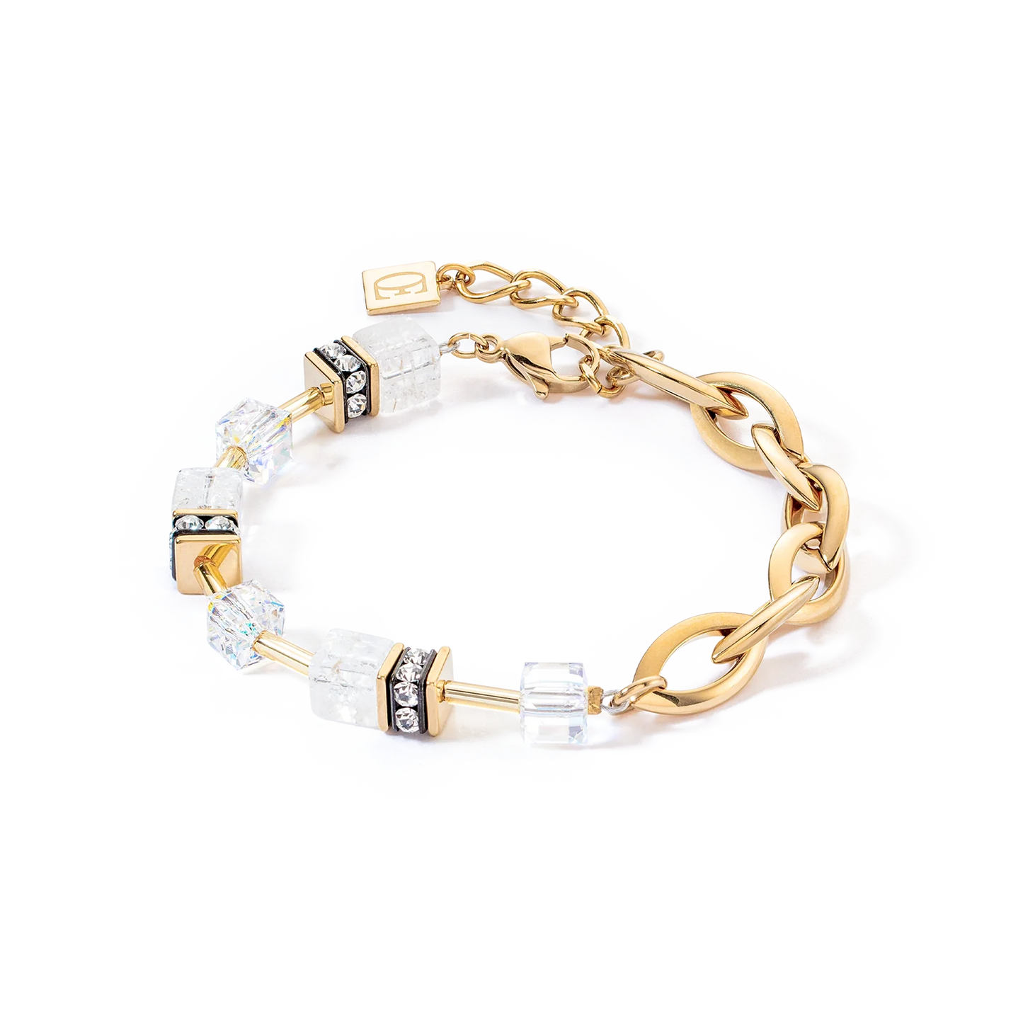 GeoCUBE® Layer bracelet gold-white