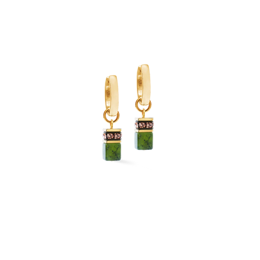 GeoCUBE® Chunky Chain hoop earrings gold-green