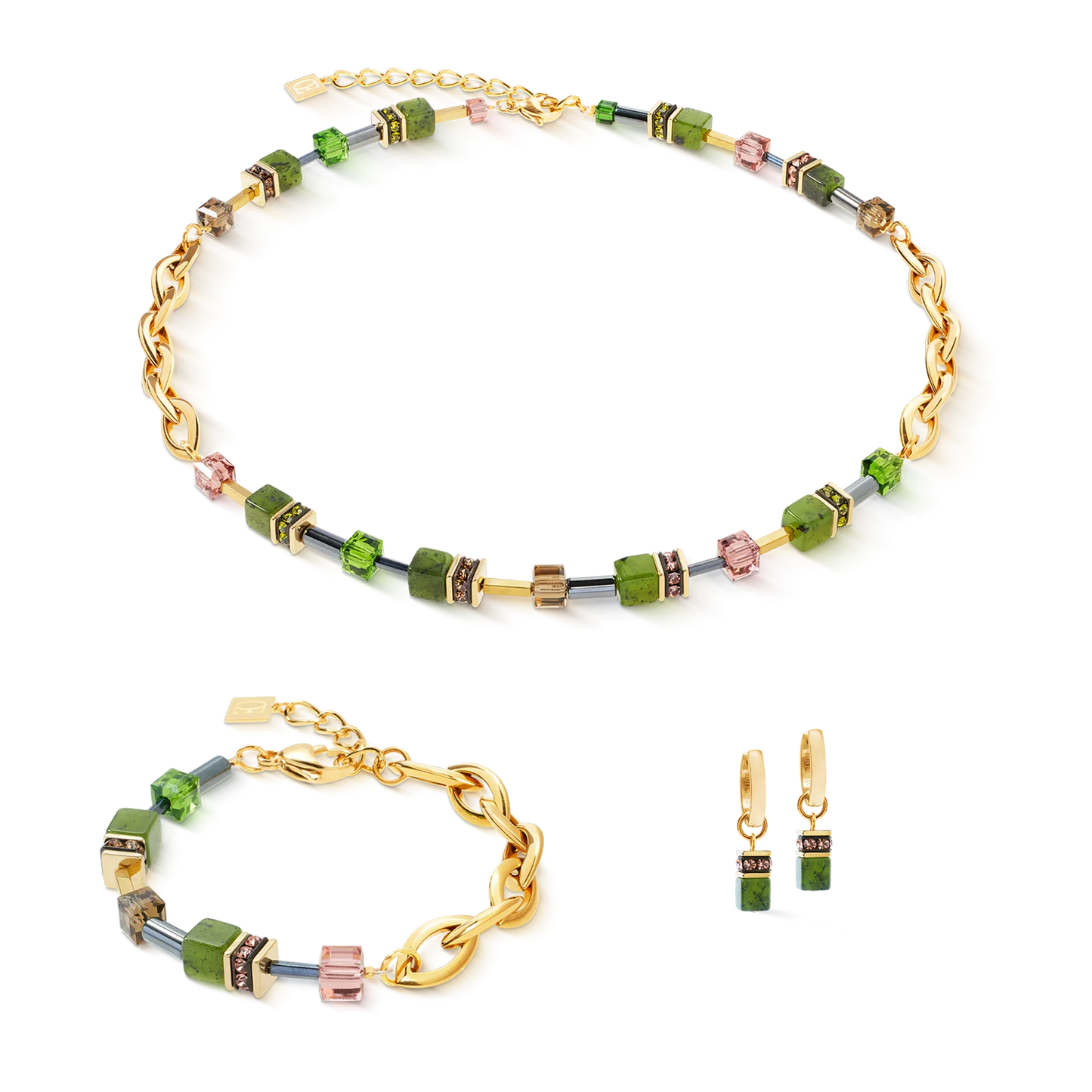 GeoCUBE® Chunky Chain necklace gold-green