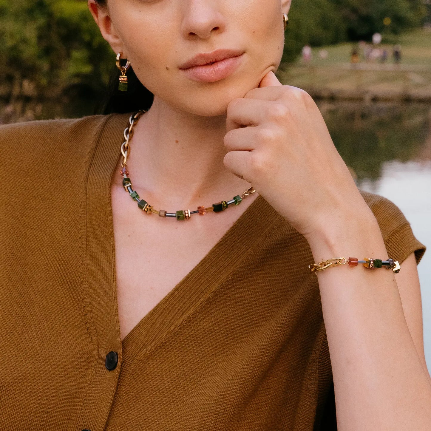 GeoCUBE® Chunky Chain bracelet gold-green