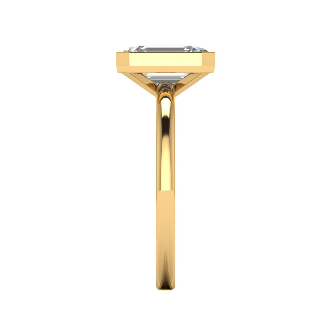 Emerald Cut Diamond Bezel Set Ring