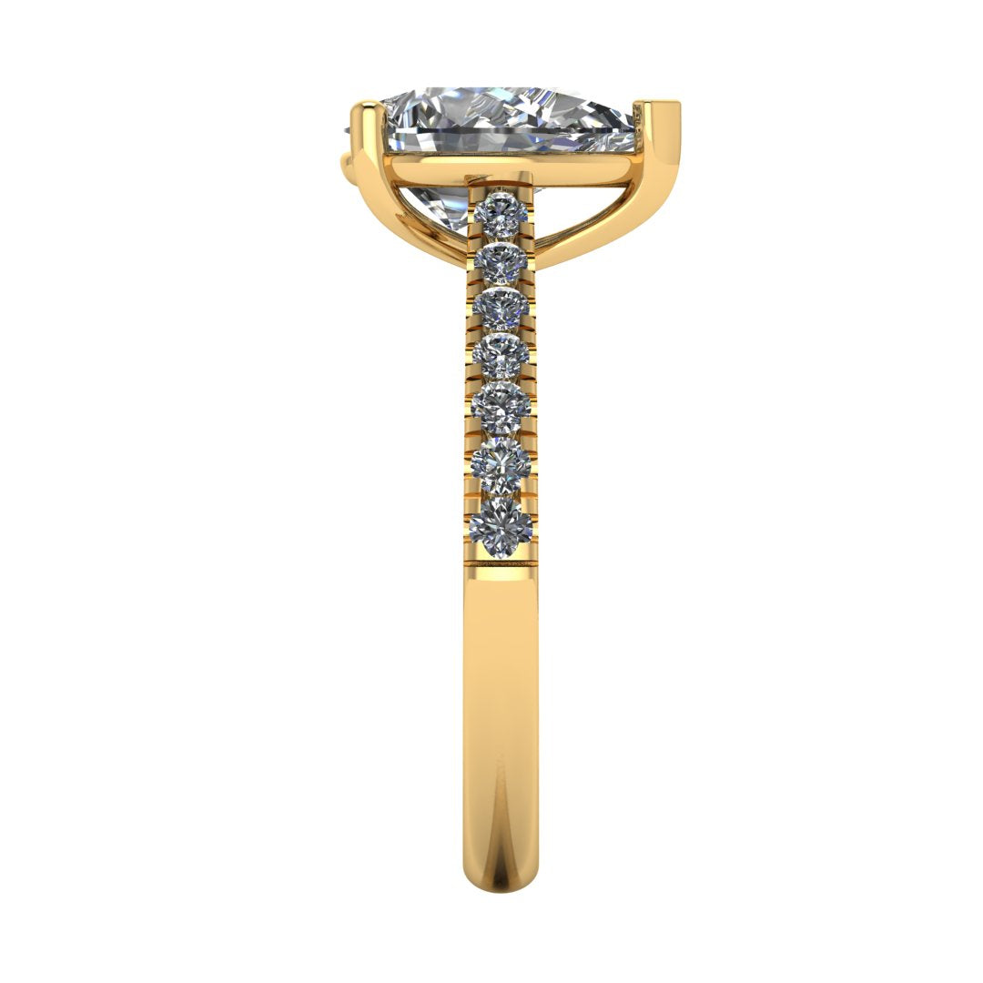 Pear Shape Diamond Ring with Diamond Set Shoulders