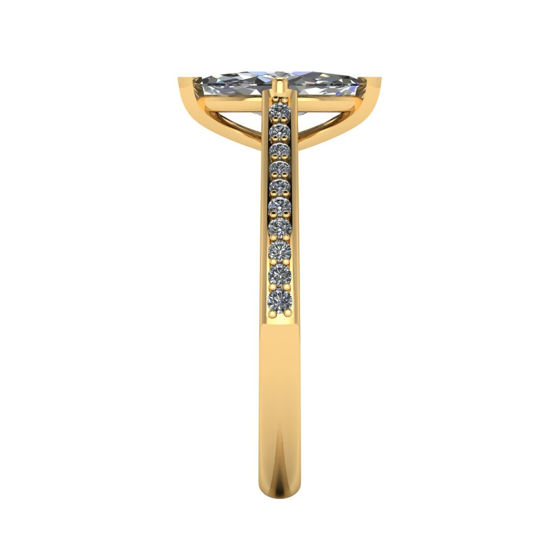 Marquise Cut Diamond Ring with Diamond Set Shoulders