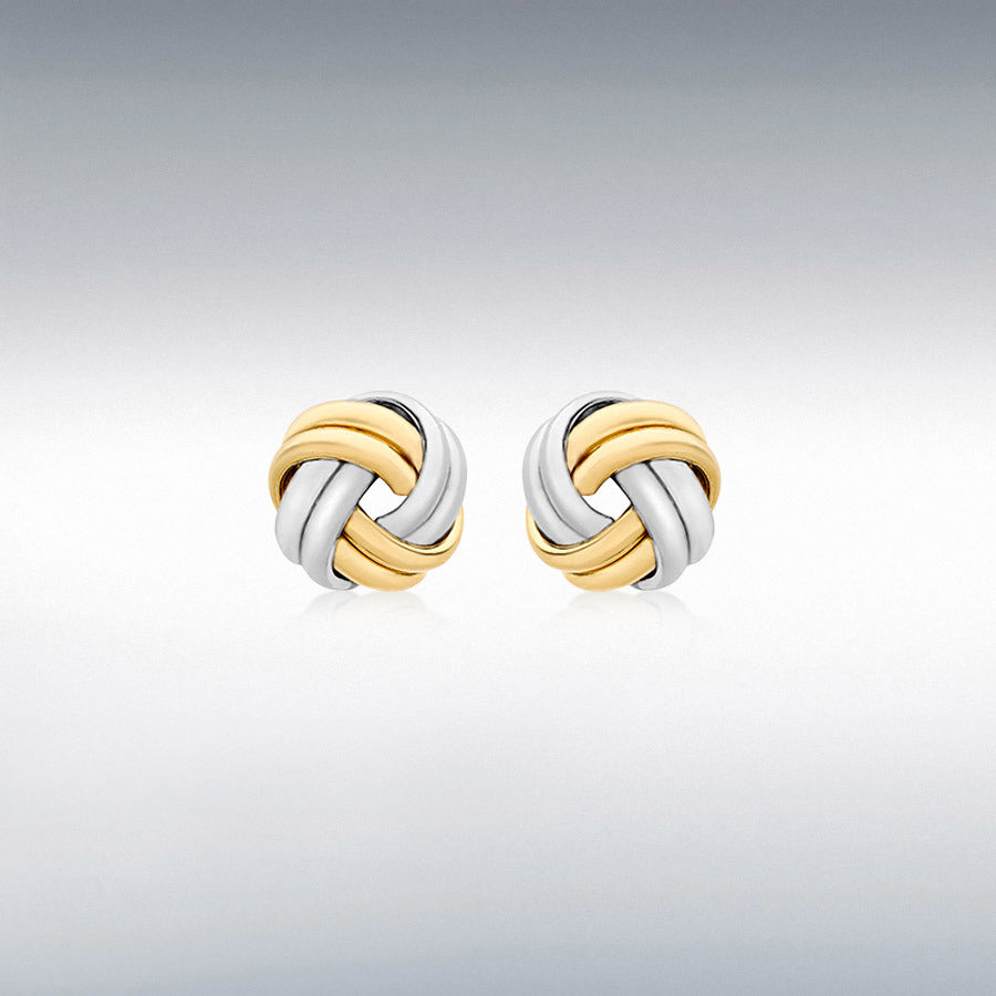 9ct 2-Colour Gold Double-Knot Stud Earrings