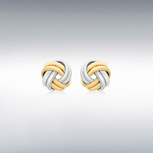 9ct 2-Colour Gold Double-Knot Stud Earrings