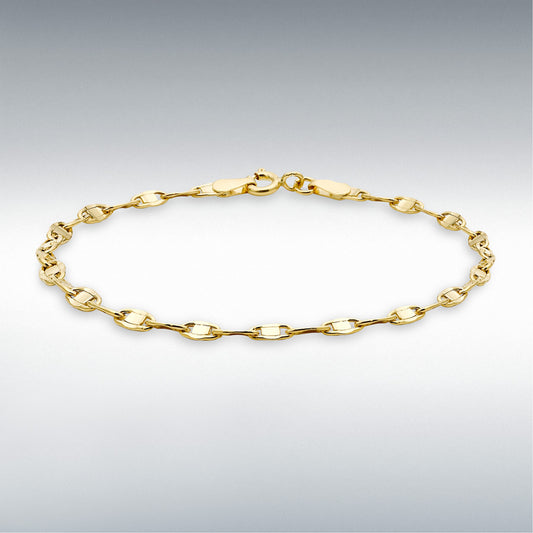 9ct Yellow Gold Oval Flat Link Bracelet