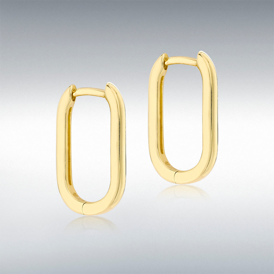 9ct Yellow Gold Rectangular Hoop Creole Earrings