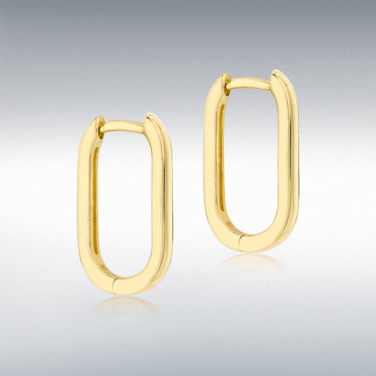 9ct Yellow Gold Rectangular Hoop Creole Earrings