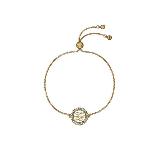 TED BAKER MOLINA: Monogram Crystal Adjustable Bracelet Gold Tone