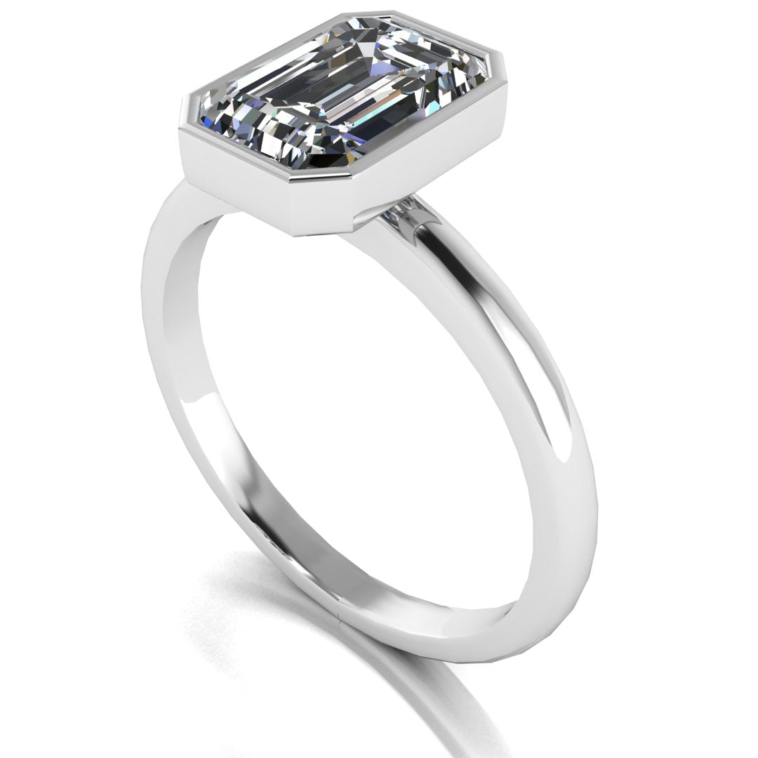 Emerald Cut Diamond Bezel Set Ring