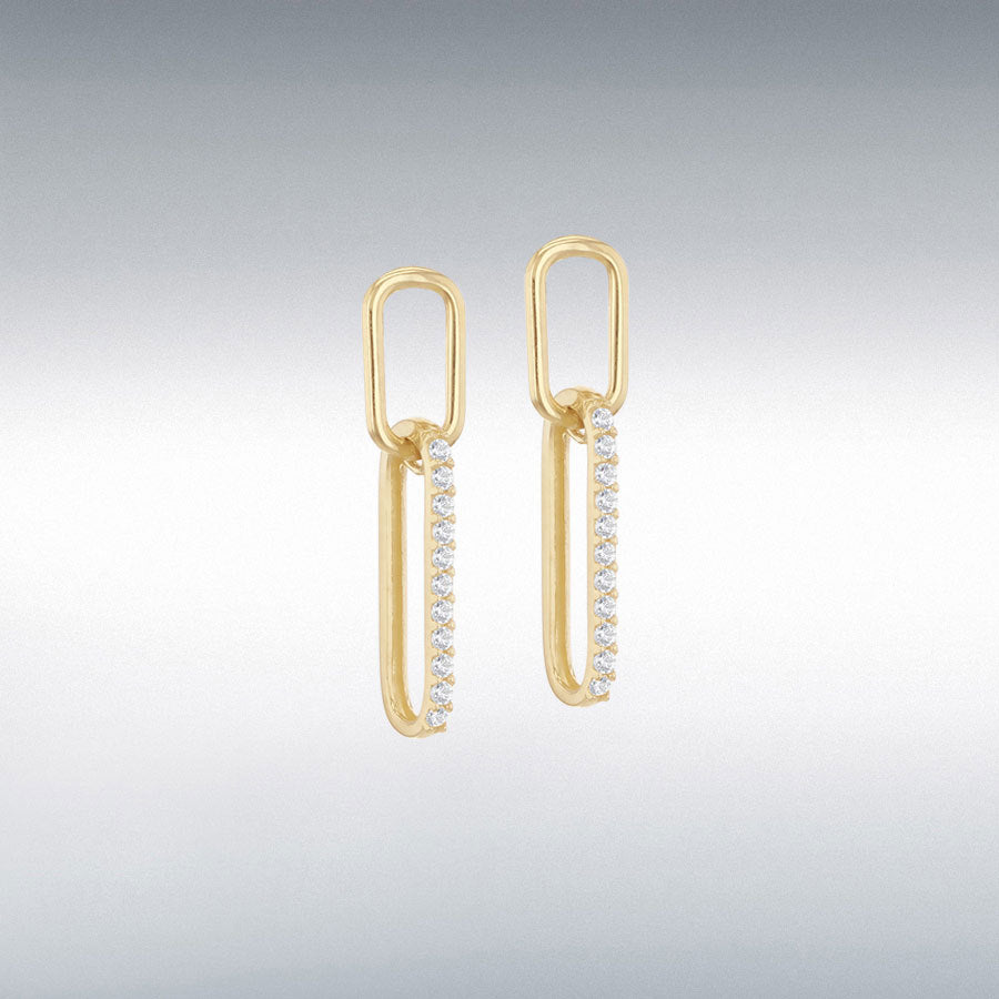 9ct Yellow Gold CZ Oval Drop Earring