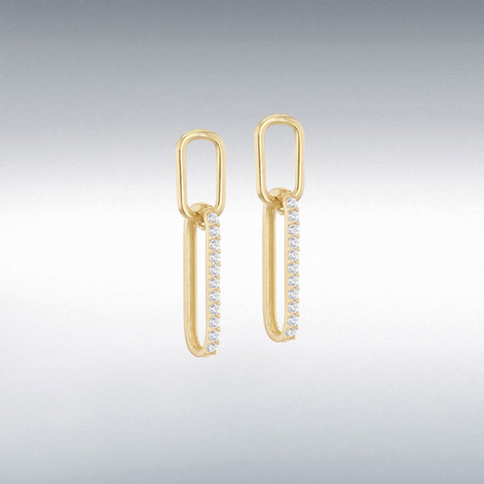 9ct Yellow Gold CZ Oval Drop Earring