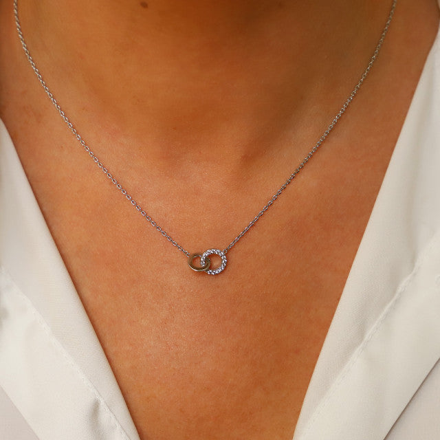 Silver Polished & CZ Circle Pendant