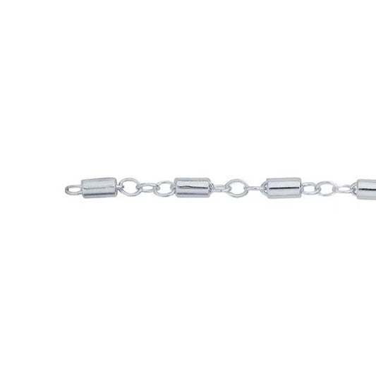 Sterling Silver Cable Chain with Tube Beads Bracelet