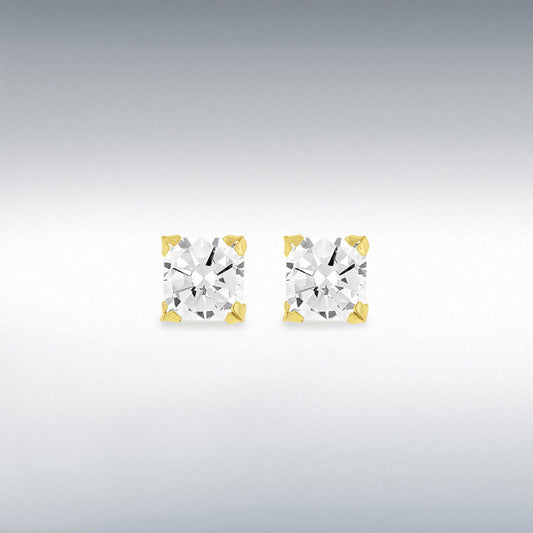 9ct Yellow Gold 6mm Square Stud Earrings