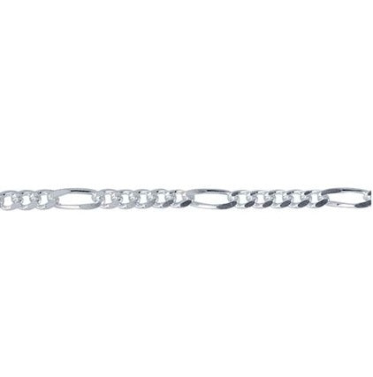 Diamond Cut Figaro Chain Sterling Silver Bracelet