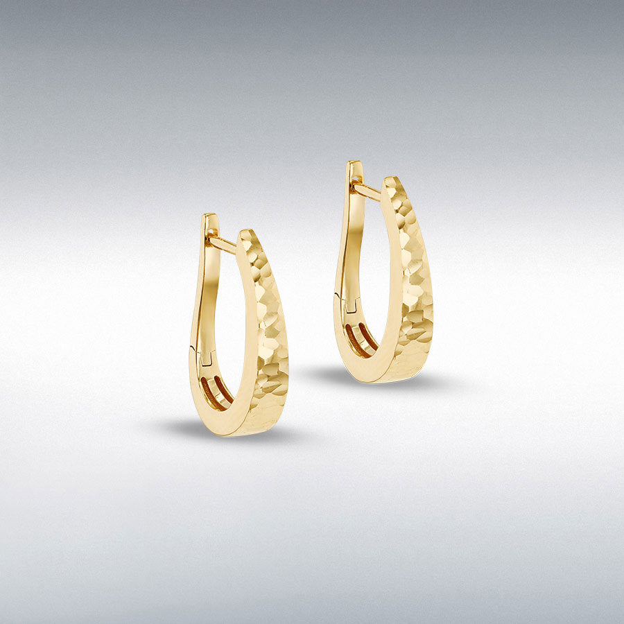 9ct Yellow Gold Diamond Cut Hoop Earrings