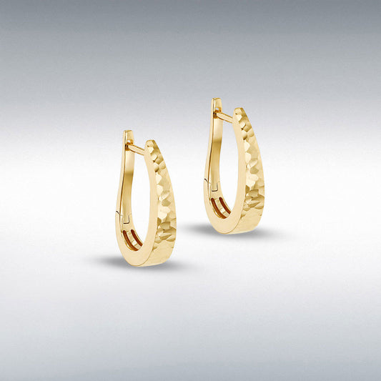 9ct Yellow Gold Diamond Cut Hoop Earrings
