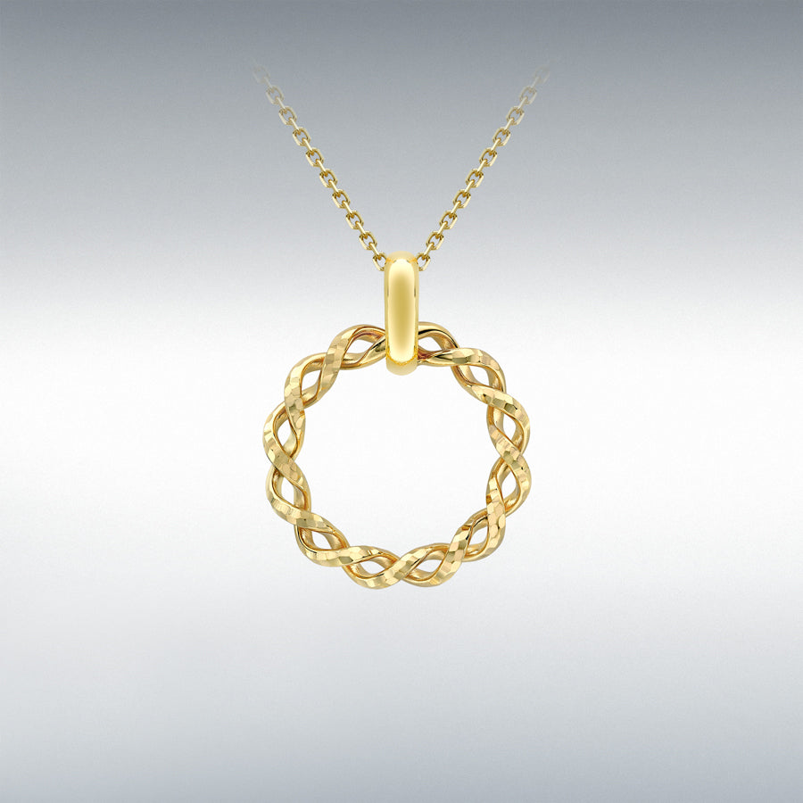 9ct Yellow Gold Diamond Cut Twist-'Circle' Necklace