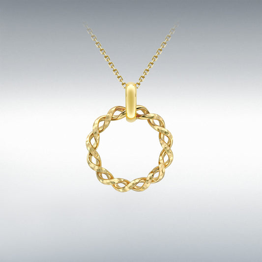 9ct Yellow Gold Diamond Cut Twist-'Circle' Necklace