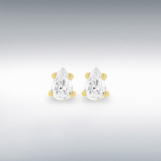9ct Yellow Gold 5mm x 6mm Pear White CZ Stud Earrings