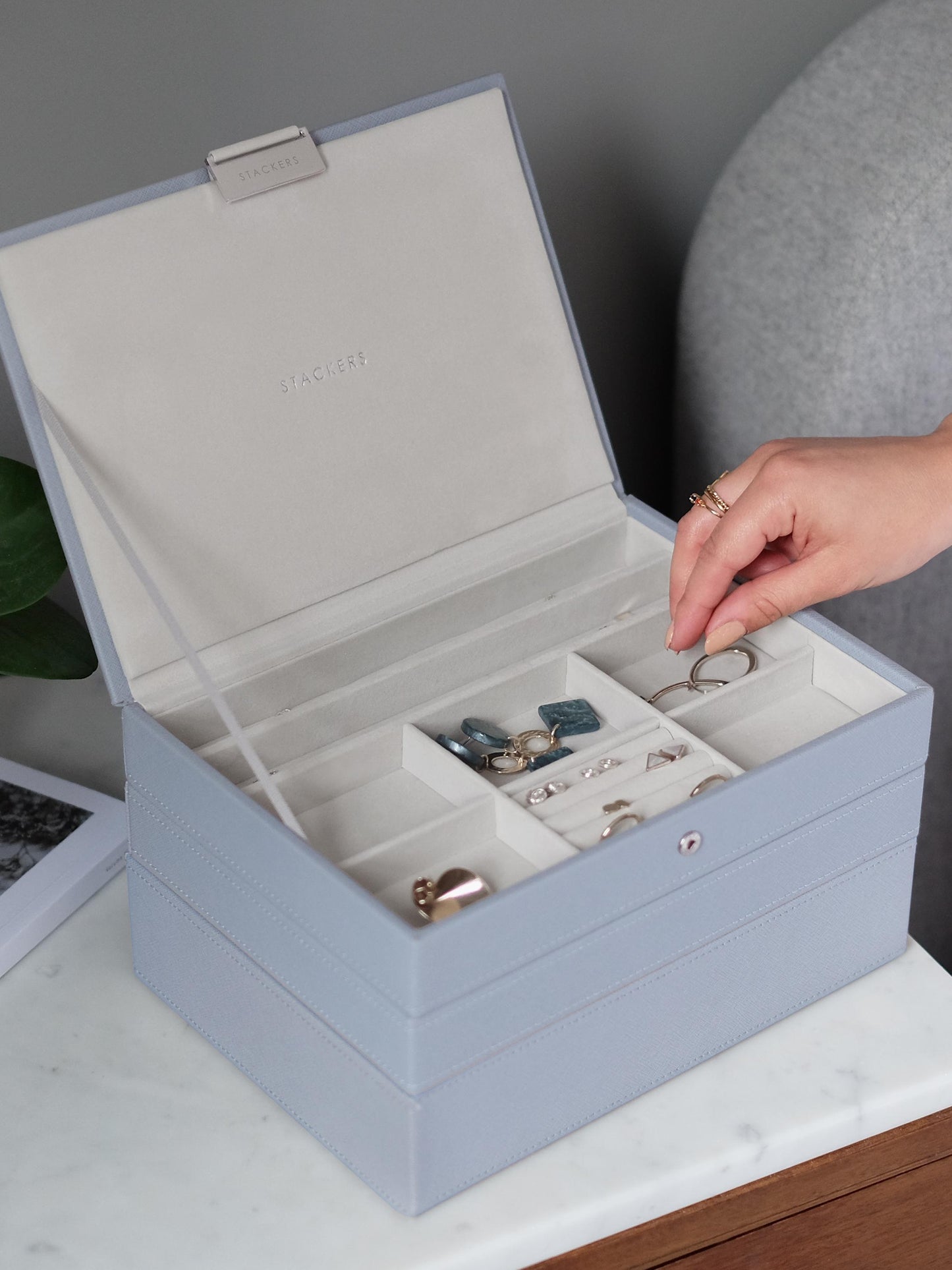 Stackers Dusky Blue Classic Jewellery Box