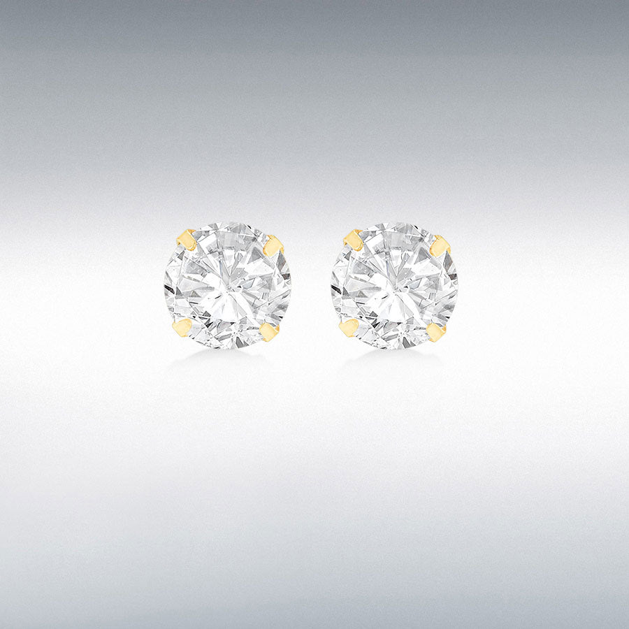 9ct Yellow Gold 8mm CZ Stud Earring
