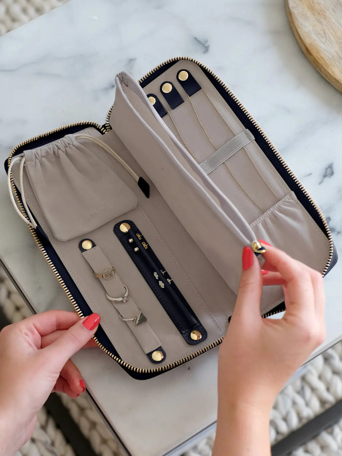 Jewellery Roll - Navy Blue