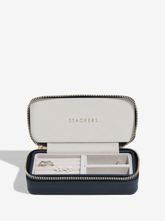 Zipped Travel Jewellery Box - Navy Blue