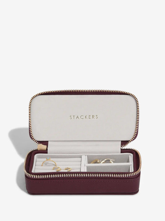 Zipped Travel Jewellery Box - Burgundy