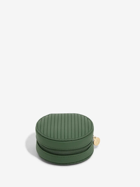 Fluted Round Travel Jewellery Box - Emerald