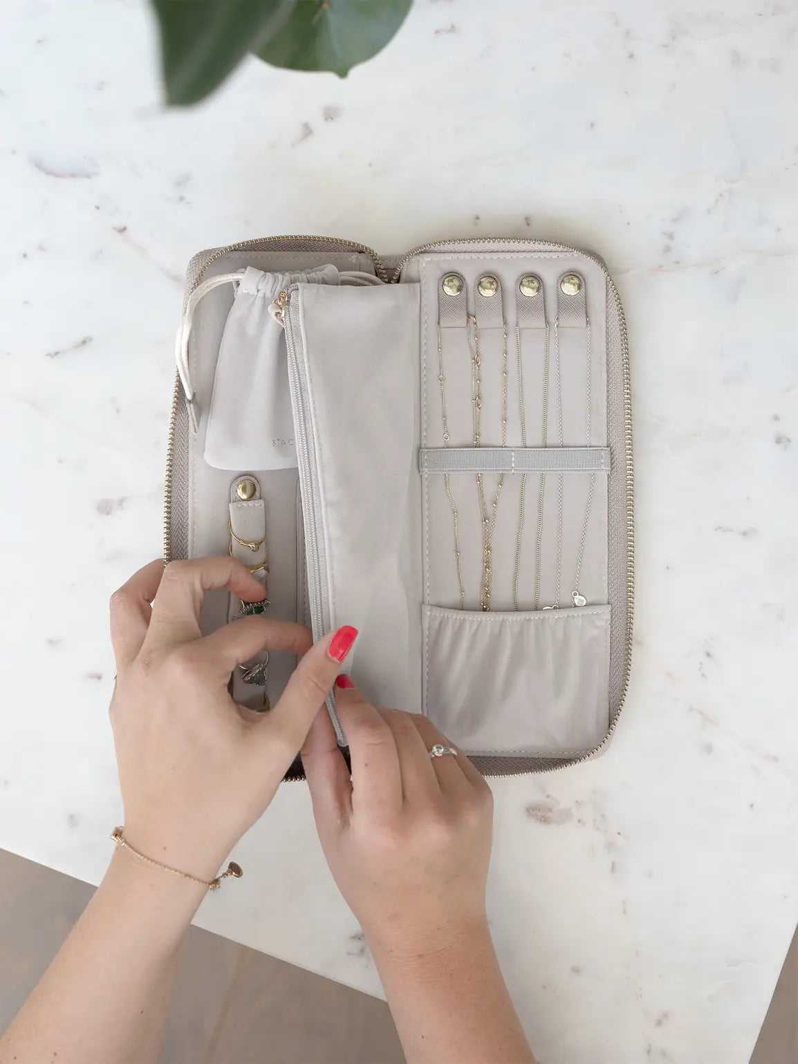 Woven Jewellery Roll - Taupe