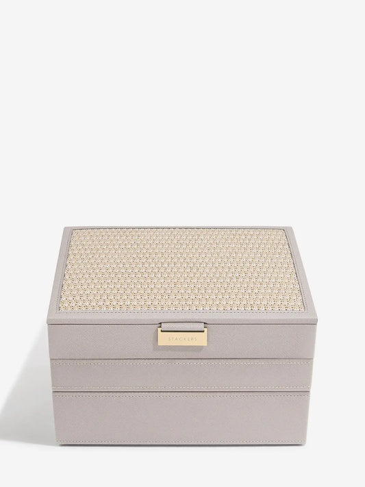 Classic Jewellery Box - Taupe Raffia