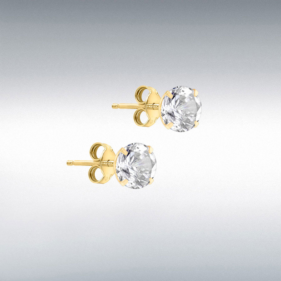9ct Yellow Gold 8mm CZ Stud Earring