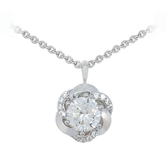 Silver Pendant Round Stone With Crystal Surround