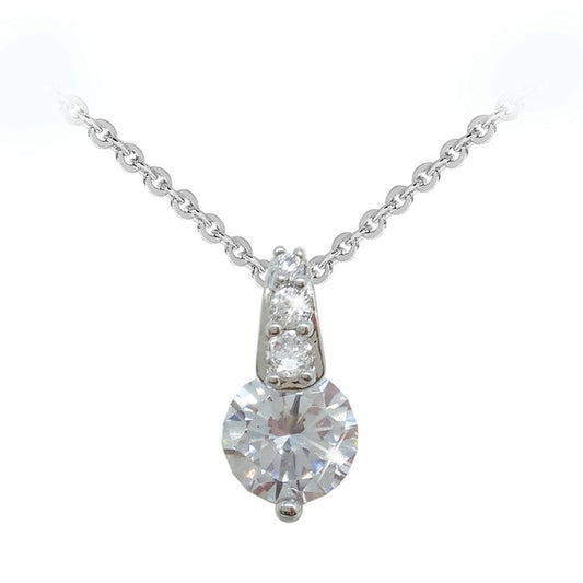 Silver Round Stone Pendant With Pave Bale