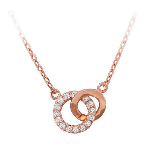 Rose Gold Polished & Crystal Circle Pendant