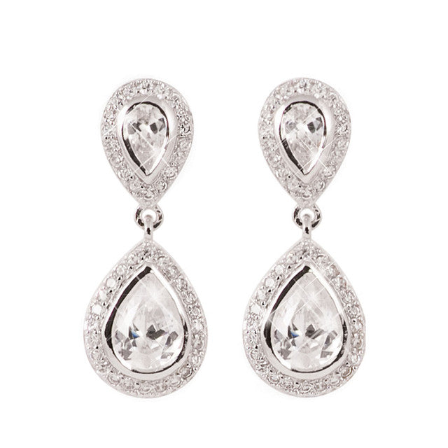 Silver Earrings Pear Shape Drops