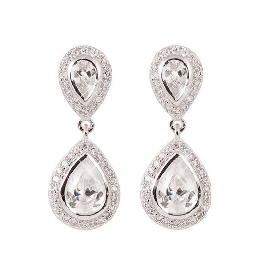 Silver Earrings Pear Shape Drops