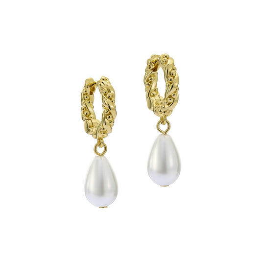 TED BAKER TILLY: Twisted Pearl Drop Earrings Gold Tone