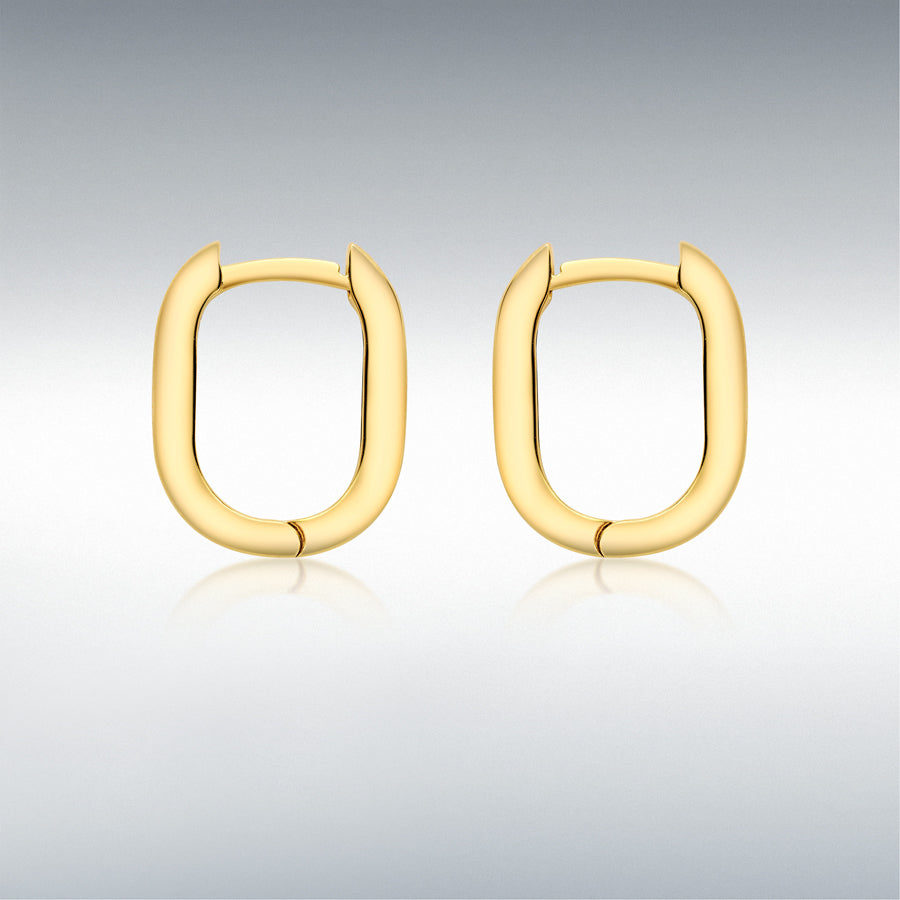 9ct Yellow Gold Rectangular Hoop Creole Earrings