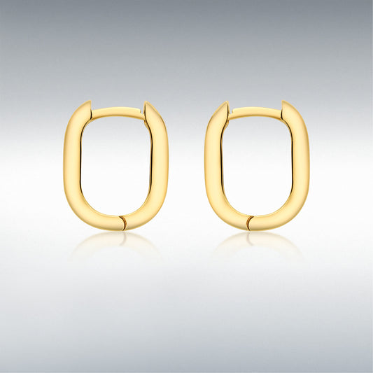 9ct Yellow Gold Rectangular Hoop Creole Earrings