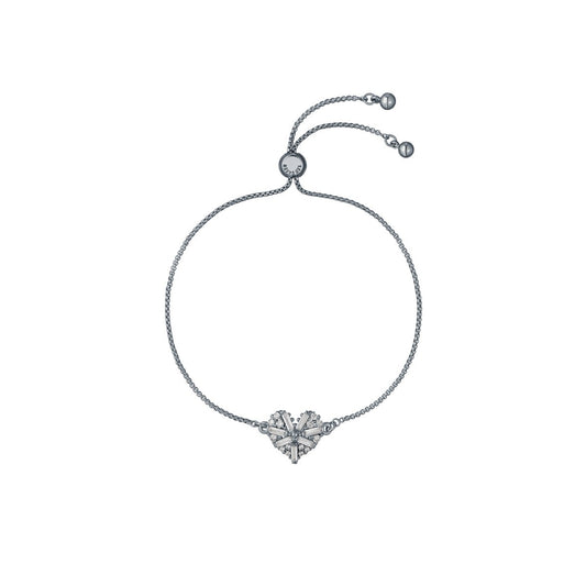 TED BAKER CHERISA: Crystal Cluster Heart Adjustable Bracelet Silver Tone