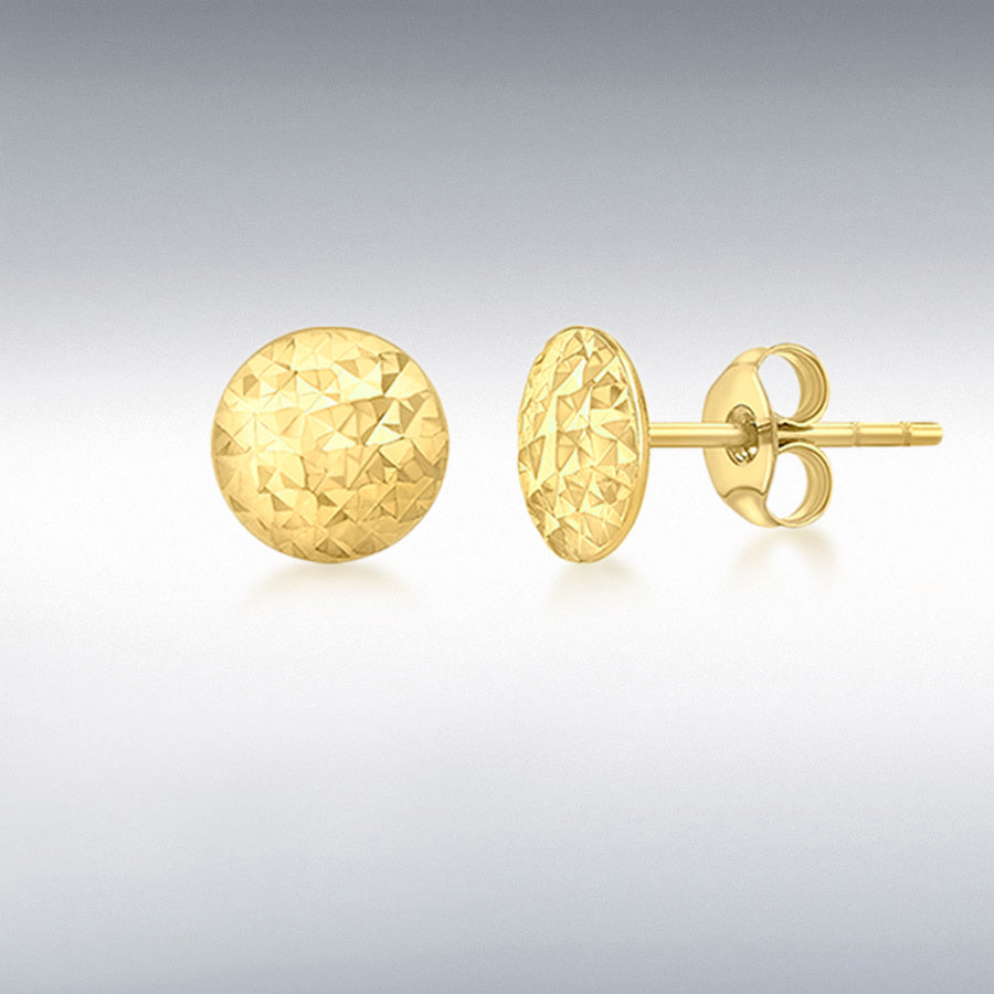 9ct Yellow Gold Diamond Cut Pyramid Button Stud Earrings