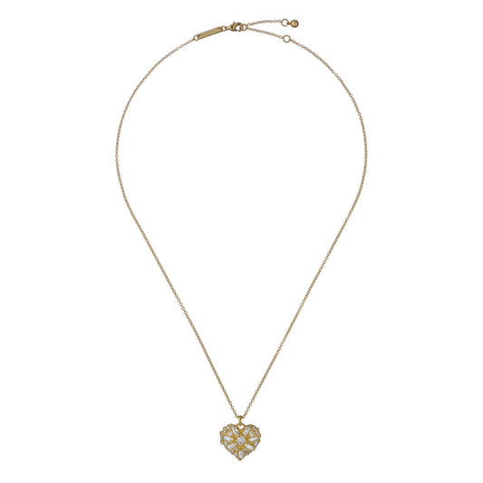 TED BAKER CHERISH: Crystal Cluster Heart Locket Pendant Necklace Gold Tone