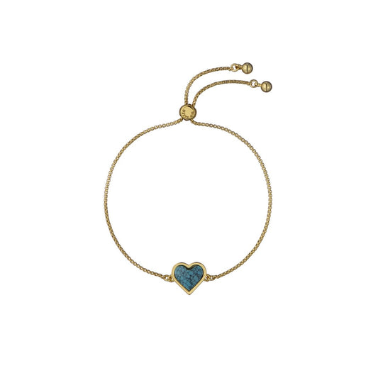 TED BAKER FALLON: Faceted Stone Heart Adjustable Bracelet Gold Tone