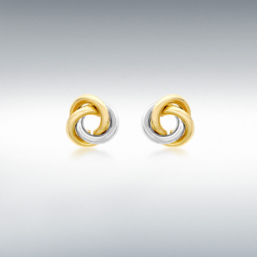 9ct 2-Colour Gold Knot Stud Earrings